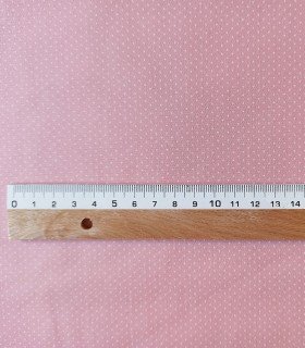 TELA ROSA CON TOPOS BLANCOS